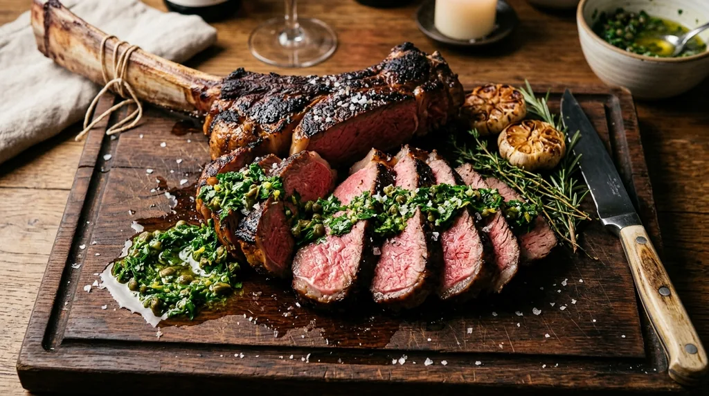 Grilled Tomahawk with Salsa Verde